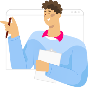 Illustration représentant un présentateur de webinaire