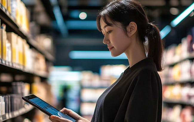 woman with AI tools on her Ipad